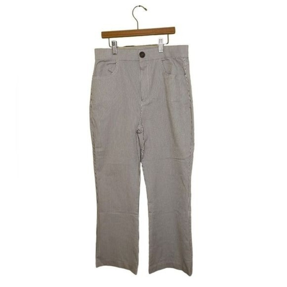 Free People Florence Crop Flare Railroad Stripe Pants Blue White Size Medium - Picture 6 of 14